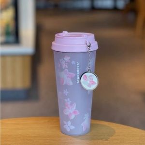 Starbucks Winter 2024 Cherry Blossom  Cold Cup Tumbler with Charm- 16oz-…